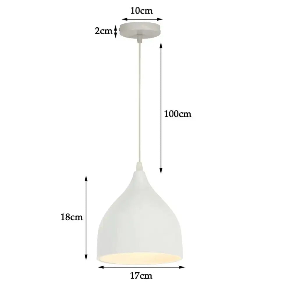 White pendant light with sleek 18cm conical shade and 100cm length in decorbites colorful nordic pendant style for kitchen decor