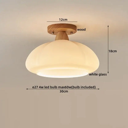 Modern matte dome ceiling lamp with a white glass dome and led wood canopy for warm living room decorbites led wood lighting