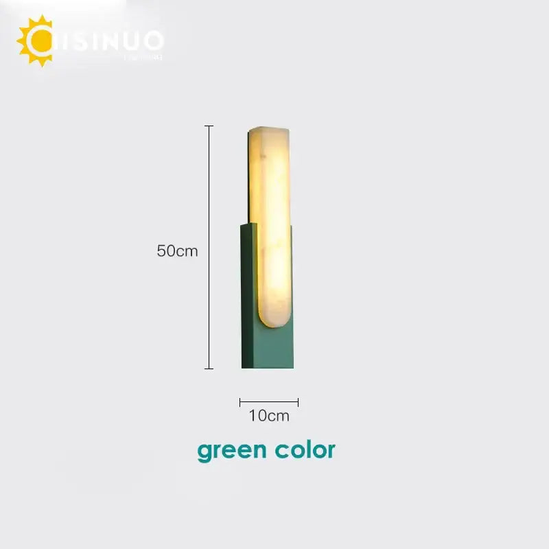 Modern matte gray and white 6＂led marble wall sconce with green rectangular diffuser for living room lighting