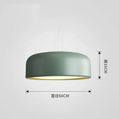Modern matte sage green macaron ceiling chandelier with sleek circular design and warm interior glow for living room decorbites colorful macaron