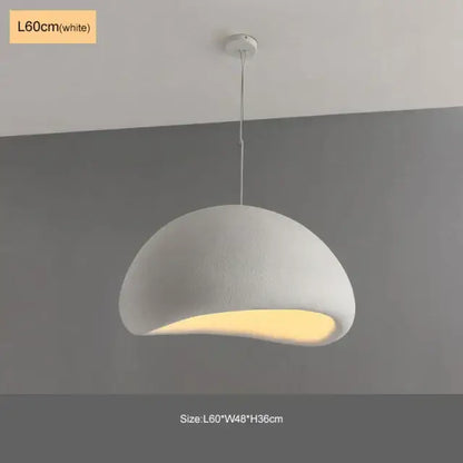 Modern matte white industrial wind chandelier with 60cm dome pendant light featuring a soft textured surface and warm glow