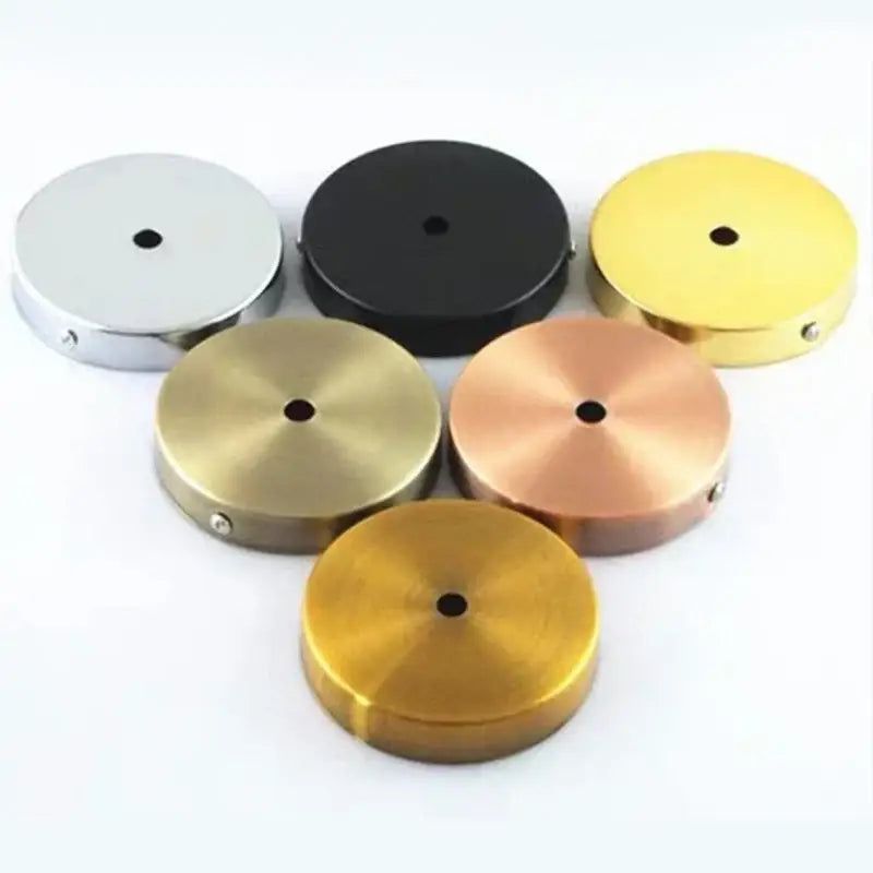 Modern metal 10cm ceiling base with central hole in silver black gold and copper finishes for living room pendant lights