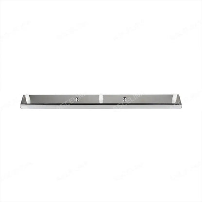 Chrome-finished rectangular wall-mounted towel rack with three white plastic hooks featuring decorbites ceiling plate