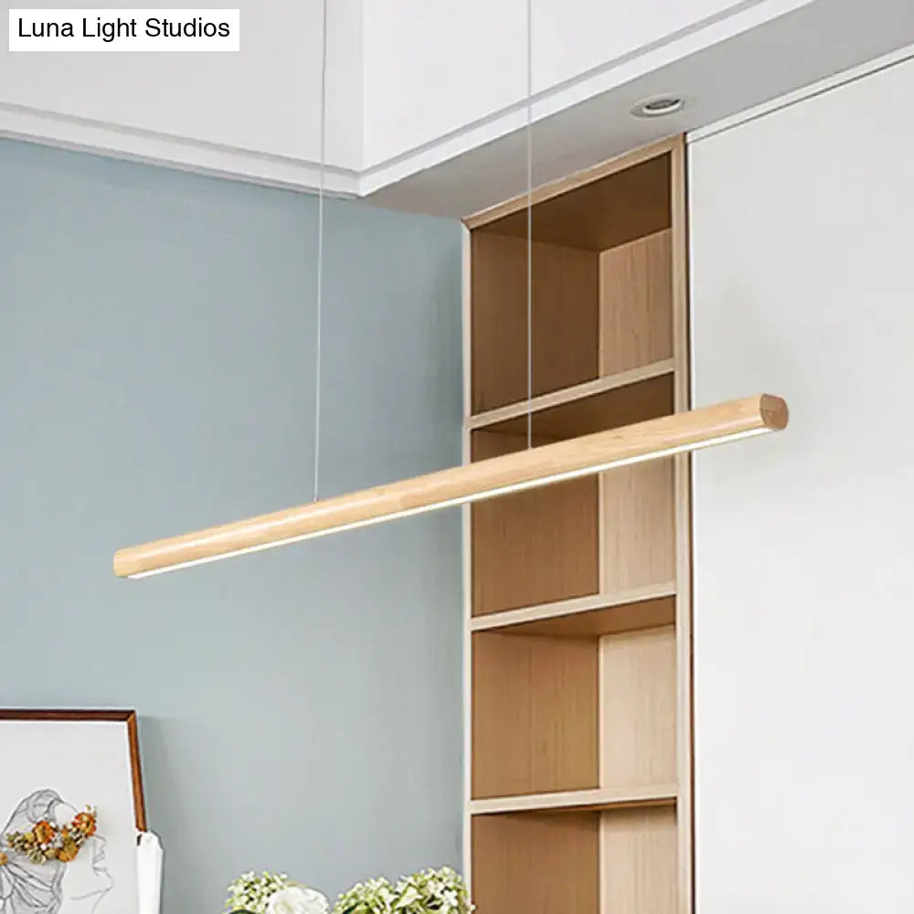DecorBites woodwork island pendant light with sleek elongated wooden finish and integrated led for modern minimalism