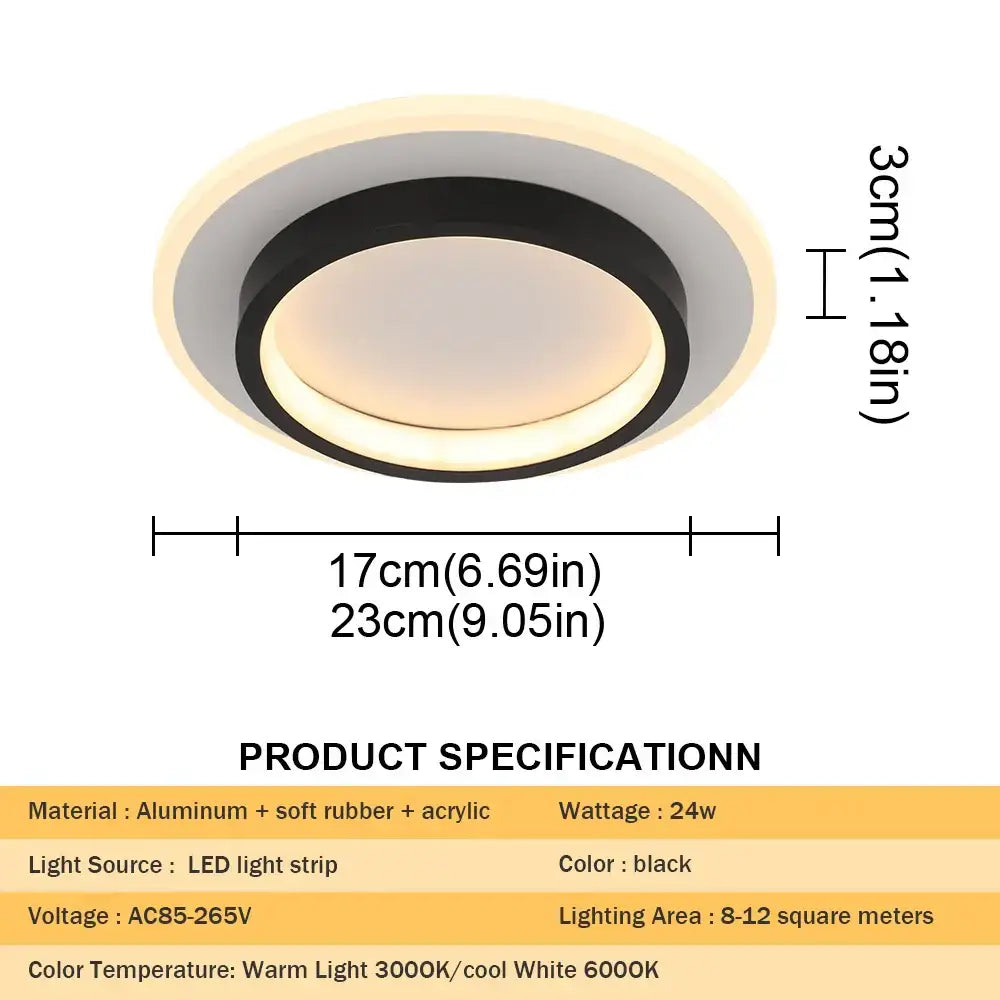 Modern minimalist black acrylic led ceiling lamp with aluminum frame and warm glow for bedroom decorbites acrylic led light