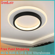 Modern minimalist black acrylic led ceiling lamp with circular design and glowing white rings for bedroom decorbites acrylic led