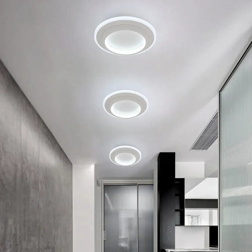 Modern minimalist black acrylic led ceiling lamp with three white recessed lights and subtle inner ring detail decorbites acrylic led