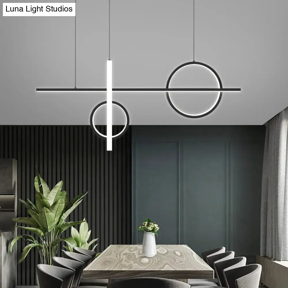 DecorBites™ black acrylic pendant light with minimalist geometric led strips for modern island suspension lighting