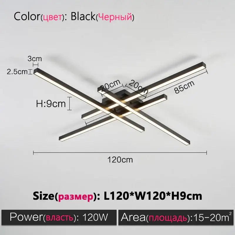Modern minimalist black chandelier led ceiling light with sleek intersecting rectangular bars for living room decorbites black chandelier