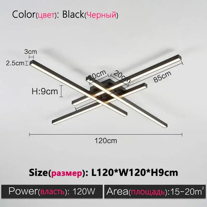 Modern minimalist black chandelier led ceiling light with sleek intersecting rectangular bars for living room decorbites black chandelier