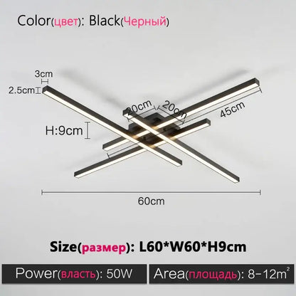Modern minimalist black chandelier led ceiling light with sleek intersecting rectangular bars for living room decorbites black chandelier