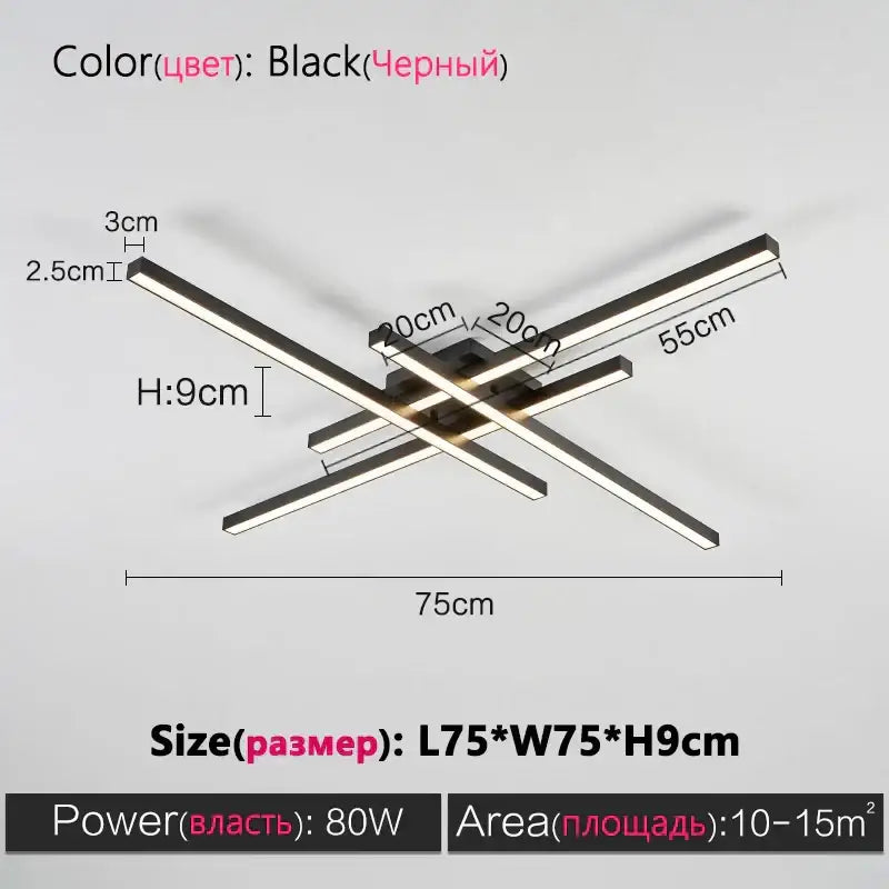 Modern minimalist black chandelier led ceiling light with sleek intersecting rectangular bars for living room decorbites black chandelier