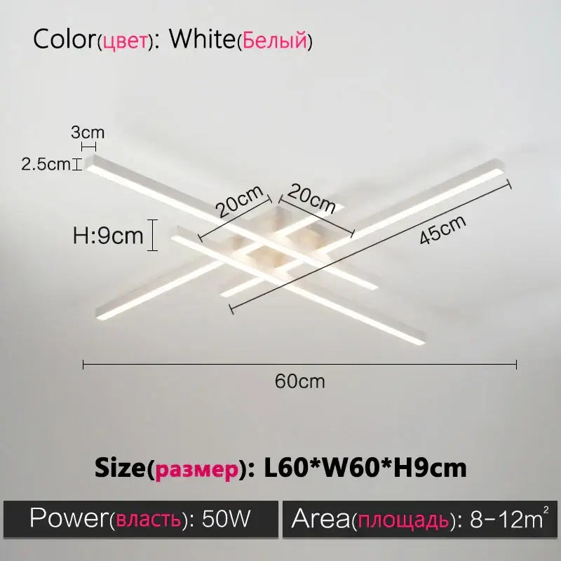 Modern minimalist white led ceiling light fixture with intersecting bars for living room decorbites black chandelier