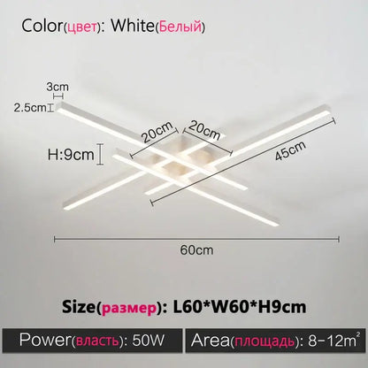 Modern minimalist white led ceiling light fixture with intersecting bars for living room decorbites black chandelier