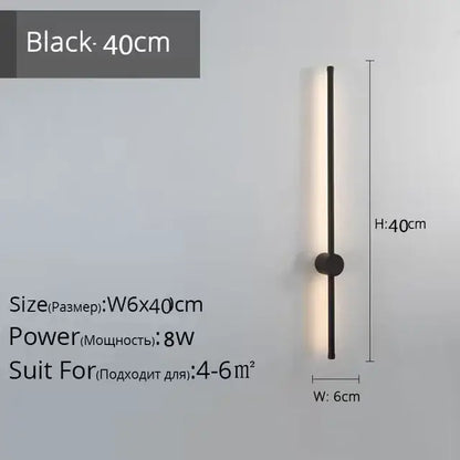 Modern minimalist black 40cm wall lights with sleek vertical design and warm led light for decorbites creative staircase wall