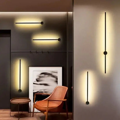 Modern minimalist black wall lights with warm yellow light feature a slender creative staircase wall design for living room decorbites creative staircase