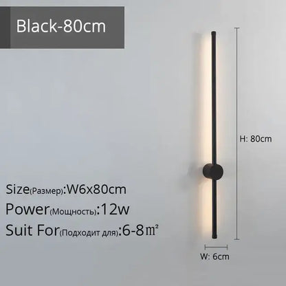 Black 80cm tall modern minimalist wall lights with sleek cylindrical design and warm led light for decorbites creative staircase wall