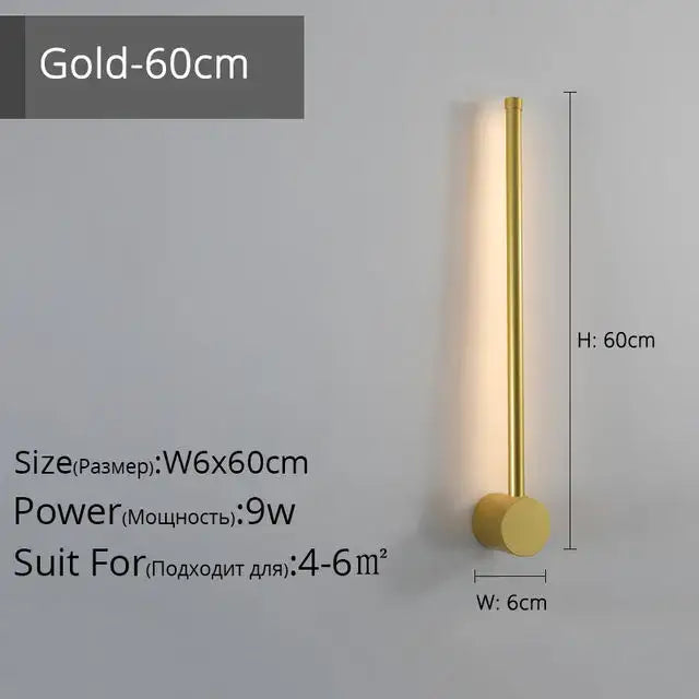 Gold-colored 60cm tall modern wall lights with sleek cylindrical design and circular base for decorbites creative staircase wall