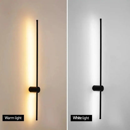 Modern minimalist black wall lights with sleek vertical rod and cylindrical base for decorbites creative staircase wall use