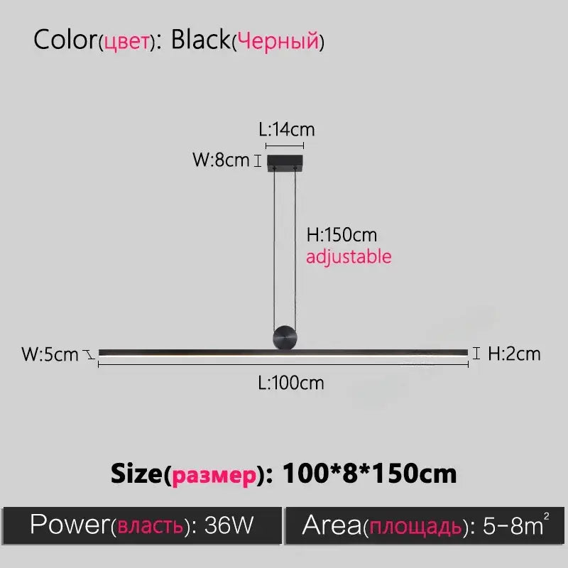 Modern minimalist black dimmable led ceiling chandelier with adjustable length and sleek metallic finish for dining room decorbites dimmable led