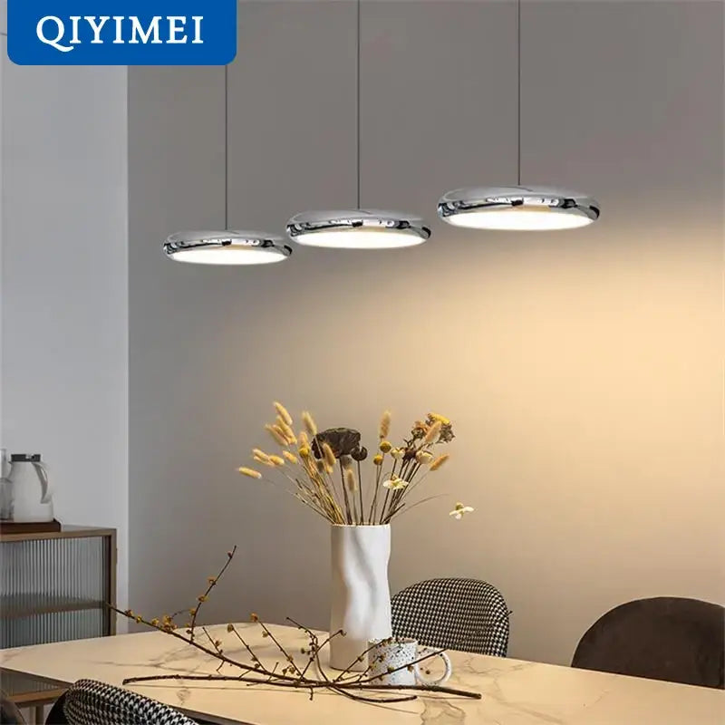 Modern black finish pendant lights with chrome circular design for dining room decorbites black finish lighting