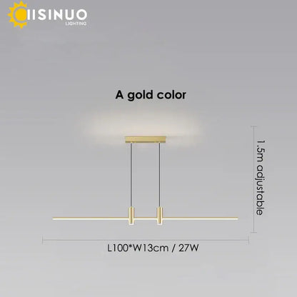 A sleek gold modern pendant light with minimalist bar design and adjustable height from decorbites adjustable led collection