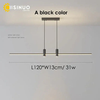 Modern minimalist black and gold decorbites adjustable led pendant light with sleek horizontal bar for dining room decor