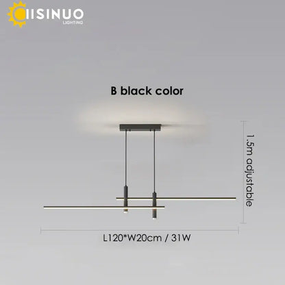 Modern minimalist black and gold pendant light with sleek linear design and decorbites adjustable led pendant height for dining room decor