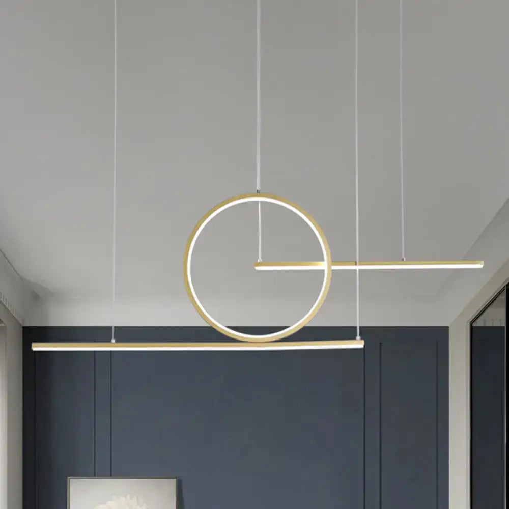 Modern gold-toned geometric pendant light with black gold metal dual lines 220v-240v 110v-120v led island fixture