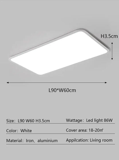 Modern minimalist black led ceiling lamp with white rectangular light and sleek iron aluminum frame for living room decorbites ceiling lamp