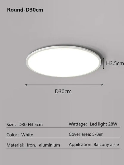 Modern minimalist black led ceiling lamp with white round iron and aluminum frame for balcony aisle decorbites led ceiling