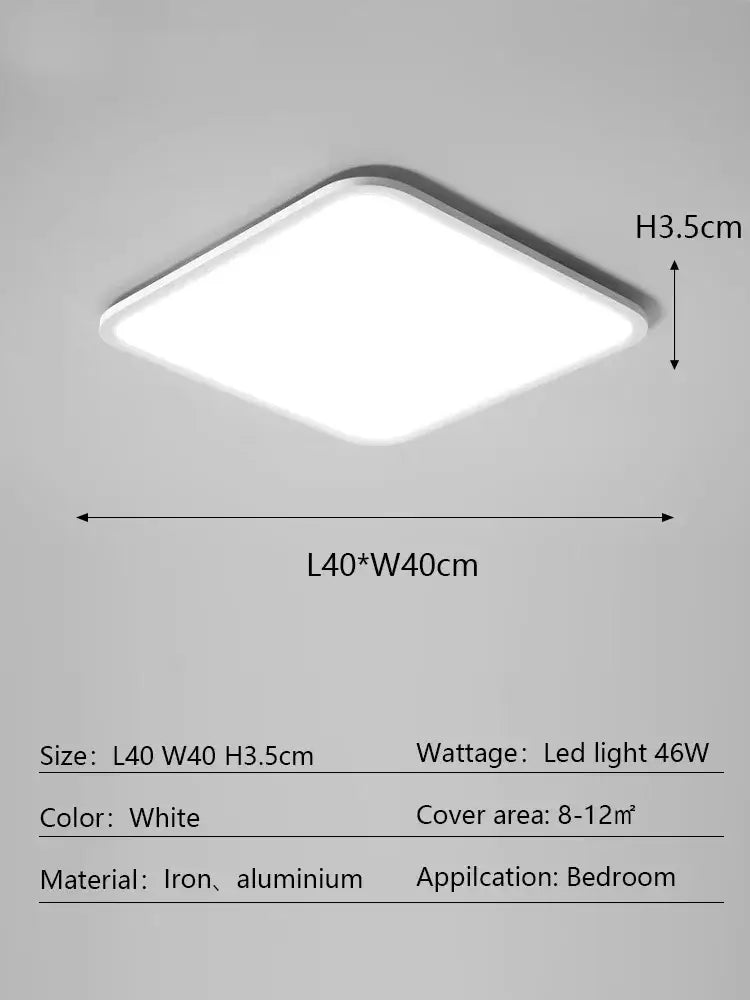 Modern minimalist black led ceiling lamp featuring a white square led ceiling light with a sleek iron and aluminum frame