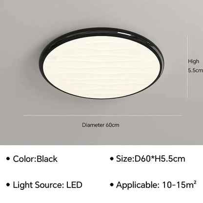 Modern minimalist black oval decorbites led ceiling light with sleek textured surface for bedroom use with remote