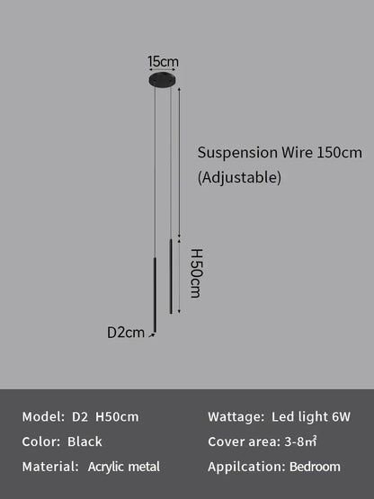 Black decorbites led pendant light with acrylic metal design and adjustable 150cm suspension wire for modern décor