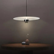 Modern minimalist pendant light with sleek white circular shade and metallic base for decorbites black led hanging