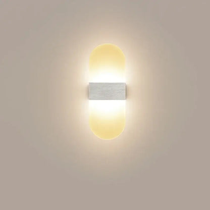 Modern minimalist black led wall light with brushed metallic base and two warm frosted glass diffusers for bedroom decorbites led wall