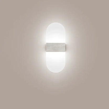 Modern minimalist black led wall light with oval frosted glass diffuser and brushed metal bar for bedroom decorbites led wall sconce