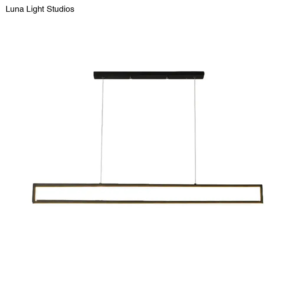 Modern minimalist black rectangle frame iron pendant light with thin cords for island or dining room lighting