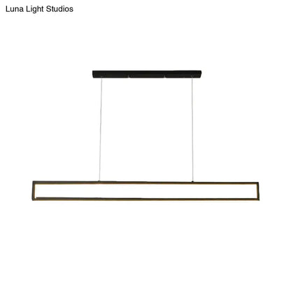 Modern minimalist black rectangle frame iron pendant light with thin cords for island or dining room lighting
