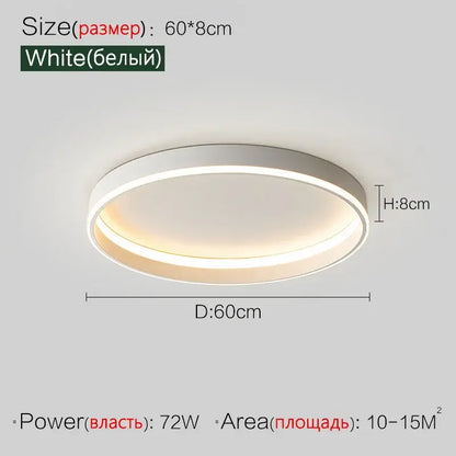 Modern minimalist white circular ceiling light with illuminated ring for bedroom lamp ceiling lighting design