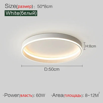 Modern minimalist white circular ceiling light with illuminated ring for bedroom lamp ceiling and lamp ceiling lights