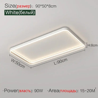 White rectangular led ceiling light with sleek modern design and diffused illumination for bedroom lamp ceiling use