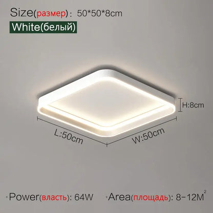White square ceiling lights with led illumination and modern minimalist design for bedroom lamp ceiling use