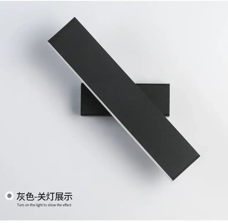 Black rectangular modern minimalist wall lamp with degree rotate wall feature for bedroom bedside reading
