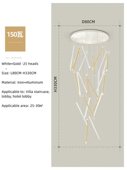 Modern minimalist black round tube led chandelier with white and gold 25 heads iron and aluminum ceiling mount perfect for decorbites black round lighting
