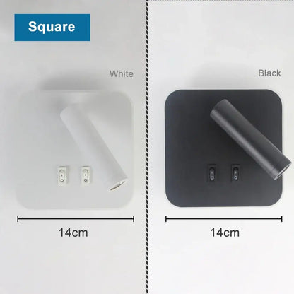 Modern minimalist black and white wall lamp with adjustable cylindrical head and two switches decorbites adjustable wall lamp