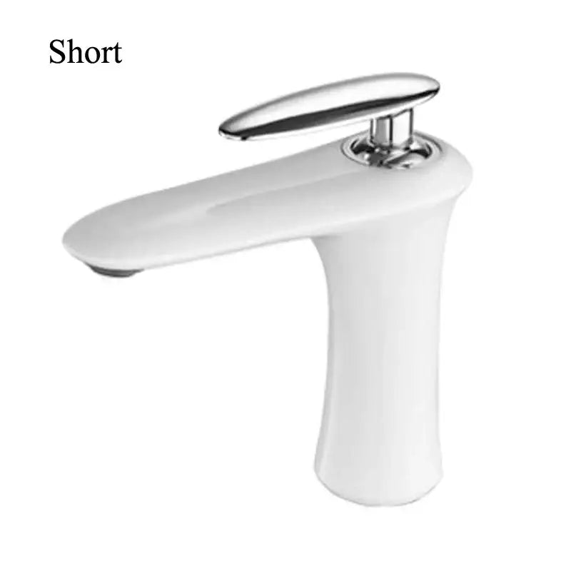 Modern minimalist white brass bathroom faucet with sleek design and polished chrome handle by decorbites black