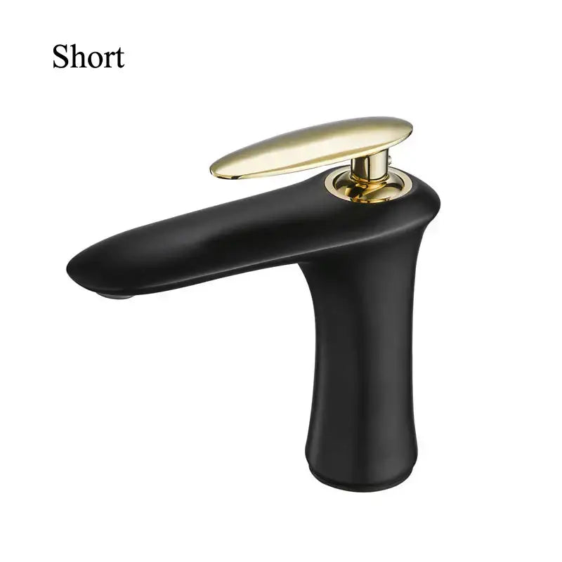 Modern minimalist black matte brass bathroom faucet with sleek design and contrasting gold decorbites black handle