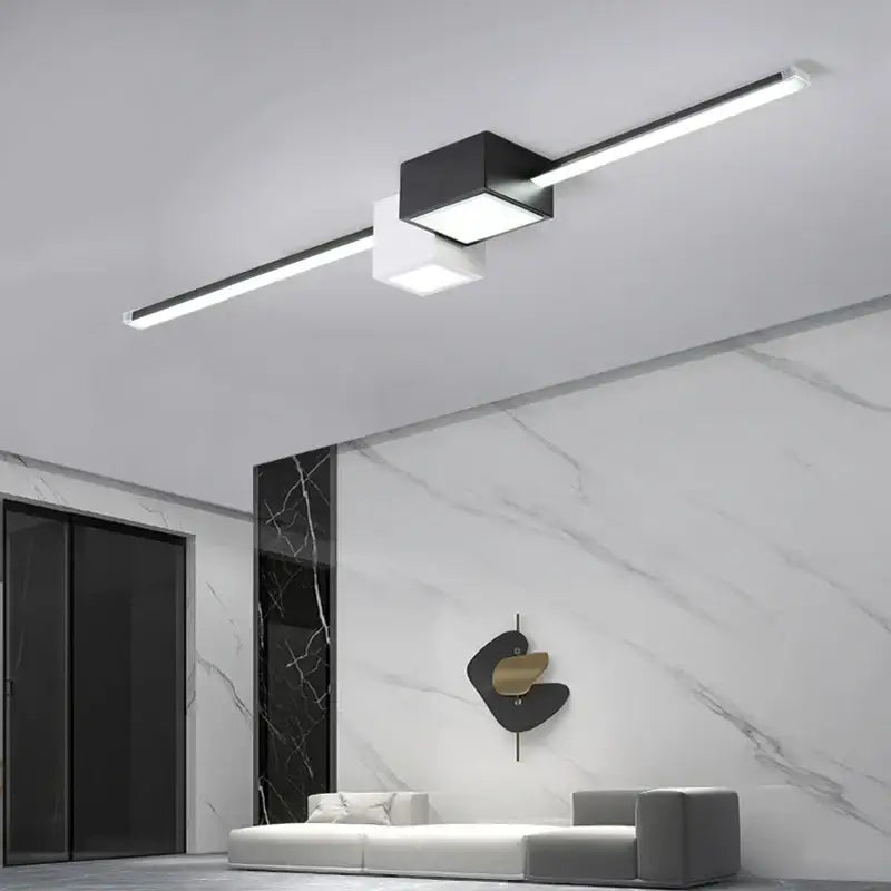 Modern minimalist black and white decorbites led ceiling light with geometric cube accents for bedroom lighting
