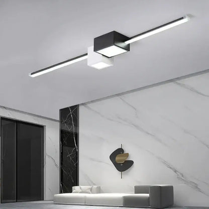 Modern minimalist black and white decorbites led ceiling light with geometric cube accents for bedroom lighting